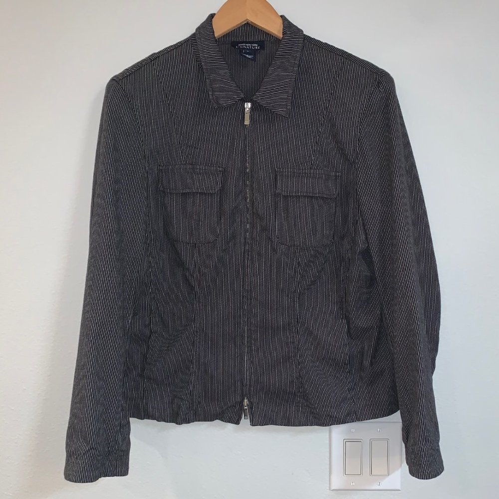 Jones New York Signature black pinstripe jacket L